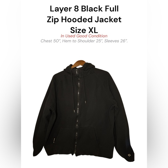 Layer 8 Tops - Layer 8 Black Full-Zip Hooded Jacket | Size XL